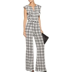 NWT $250 MARISSA WEBB Caris Plaid Silk-georgette Summer Sleeveless Top Shirt/S
